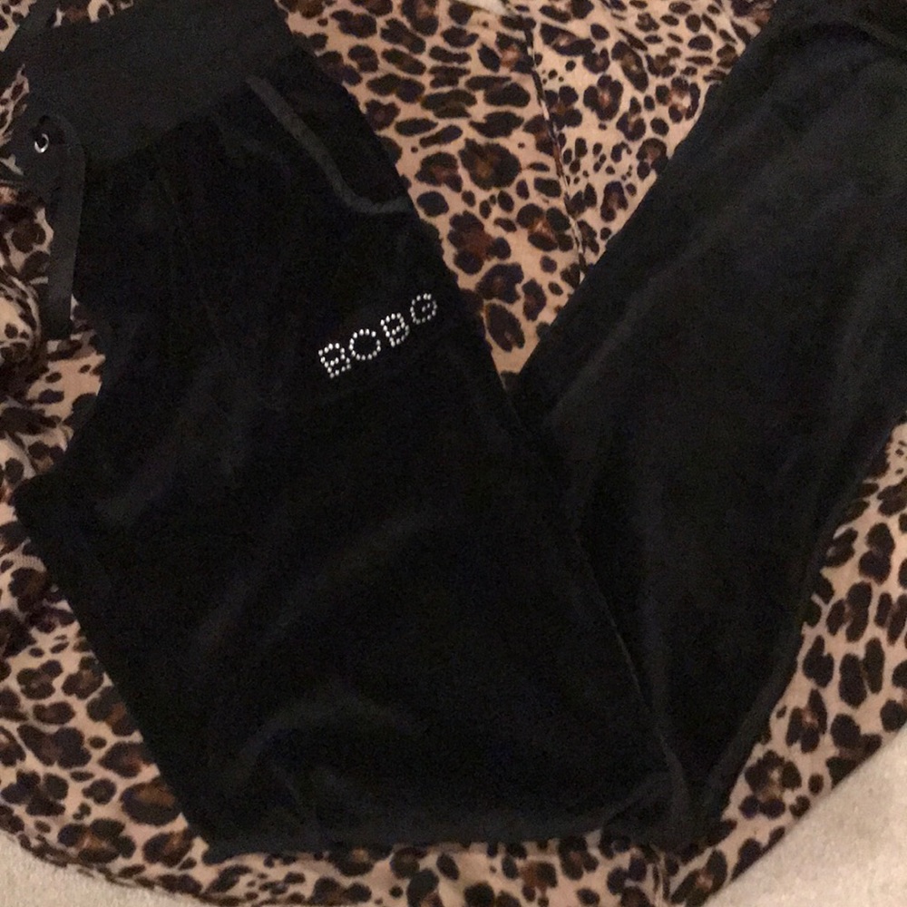 NWOT  BCBG Black velour pants.